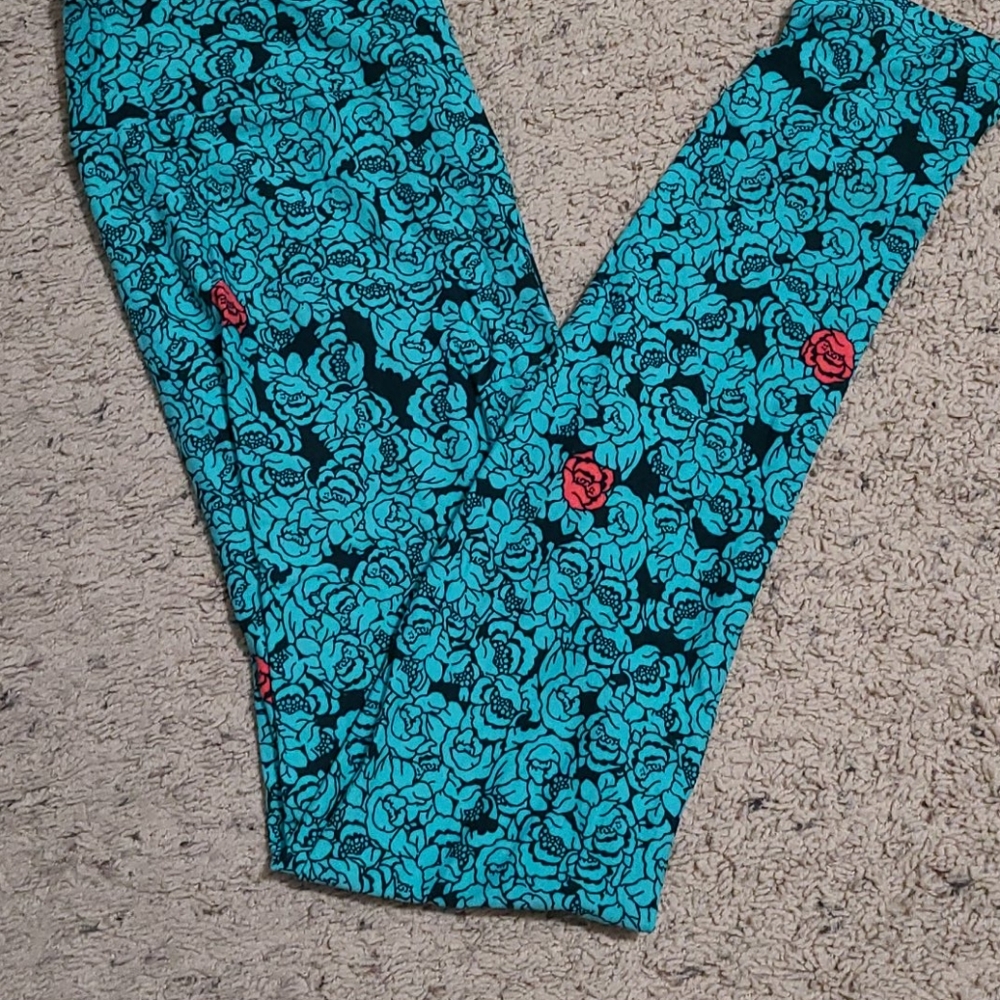 Lularoe turquoise floral tights